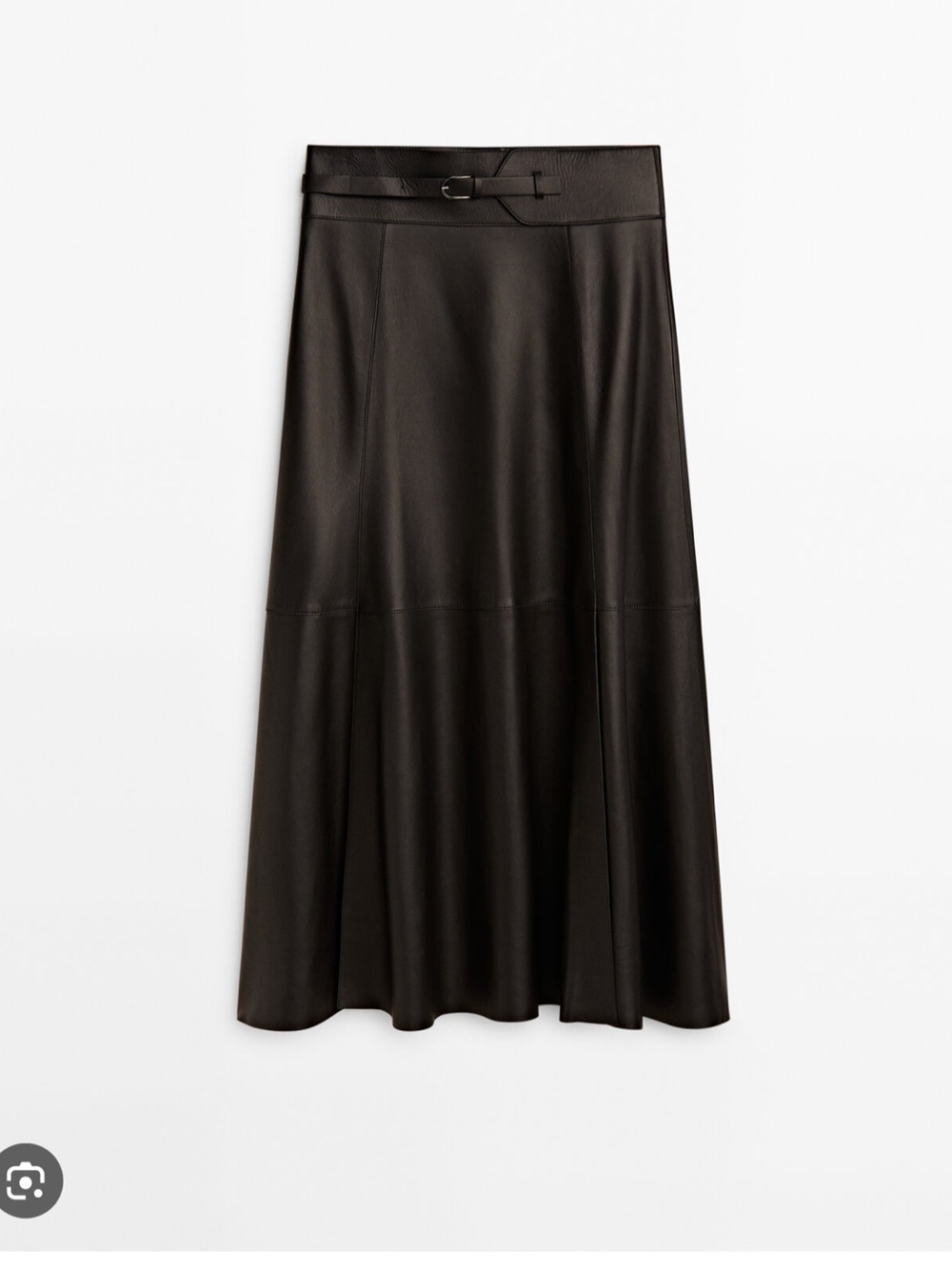 Massimo Dutti Black Faux-Leather Maxi Skirt